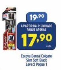 Arena Atacado Escova Dental Colgate Slim Soft Black leve 2 pague 1 oferta