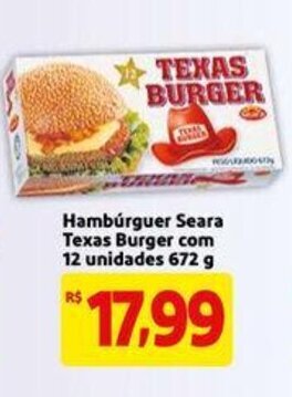 Extra Supermercado Hamburguer Seara Texas Burger com 12 unidades 672g oferta