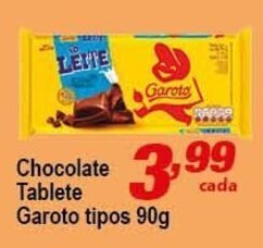 Ricoy Supermercados Chocolate Tablete Garoto tipos 90g oferta