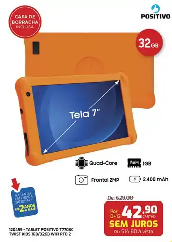 120459 - Tablet Positivo T770KC Twist Kids 1GB/32GB Wifi PTO 2