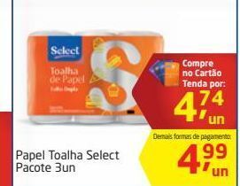Tenda Atacado Papel toalha select pacote 3un oferta