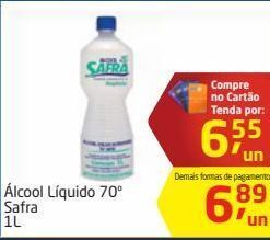 Tenda Atacado Álcool líquido 70º safra 1l oferta
