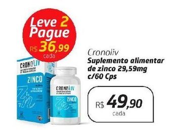 Drogal Cronoliv suplemento alimentar de zinco 29,59mg c/60 cps oferta