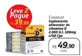 Drogal Cronovit suplemento alimentar de vitamina d 2.000 u.i. 500mg c/60 cps oferta