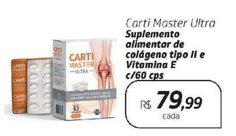 Drogal Carti master ultra suplemento alimentar de colágeno tipo ii e vitamina e c/60 cps oferta