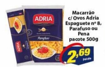 Vencedor Atacadista Macarrao c/ Ovos Adria Espaguete n 8, Parafuso ou Pene pacote 500g oferta