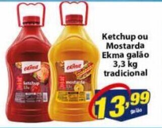 Ketchup ou Mostarda Ekma Galao 3.3kg tradicional