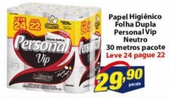 Vencedor Atacadista Papel Higiénico Folha Dupla Personal Vip Neutro 30 metros pacote leve 12 pague 11 oferta