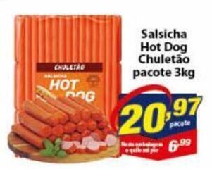 Vencedor Atacadista Salsicha Hot Dog Chuletao pacote 3kg oferta