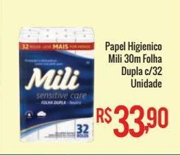 Mart Minas Papel higienico mili 30m folha dupla c/32 unidade oferta
