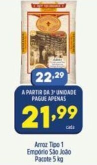 Arena Atacado Arroz tipo 1 Emporio Sao Joao pacote 5kg oferta
