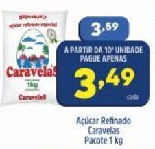 Arena Atacado Acucar Refinado Caravelas pacote 1kg oferta