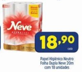 Arena Atacado Papel Higiénico neutro Folha Dupla Neve 20 com 18 unidades oferta