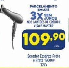 Arena Atacado Secador Essenza Preto e Prata 1900w 127v oferta