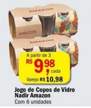 Ultrabox Jogo de Copos de Vidro Nadir Amazon 6 unidades oferta