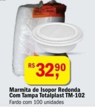 Ultrabox Marmita de Isopor Redonda Com Tampa totalplast TM-102 oferta