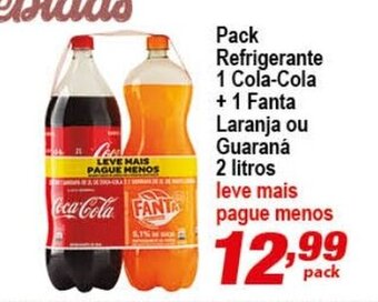 Ricoy Supermercados Pack refrigerante 1 Coca Cola + 1 Fanta Laranja ou Guarana 2L oferta