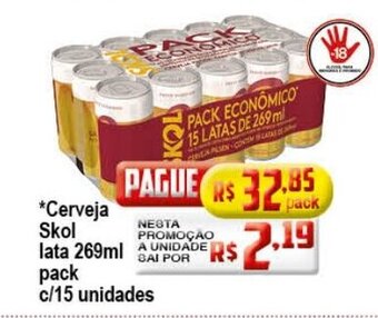 Ricoy Supermercados Cerveja Skol Lata 269ml pack c/15 unidades oferta