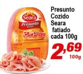 Ricoy Supermercados Presunto Cozido Seara fatiada cada 100g oferta