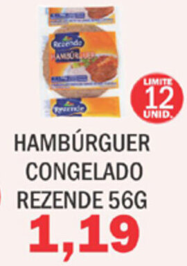 Hamburguer congelado Rezende 56g