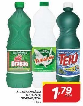 Água sanitária tubarão/ dragão/teiú 1lt