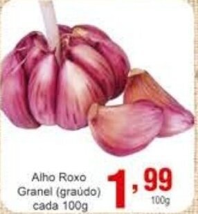 Rossi Supermercado Alho Roxo Granel cada 100g oferta
