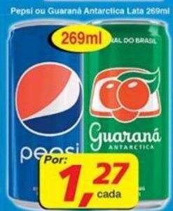 Supermercados Guanabara Pepsi ou Guarana Antarctica lata 269ml oferta