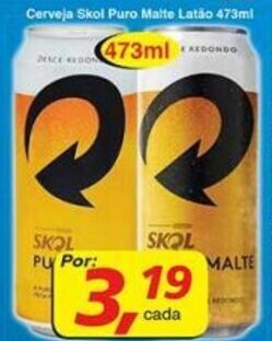 Supermercados Guanabara Cerveja Skol Puro Malte latao 473ml oferta