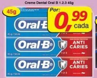 Supermercados Guanabara Creme Dental Oral B 1.2.3 45g oferta