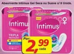 Supermercados Guanabara Absorvente Intimus Gel Seca ou Suave c/ 8 unids. oferta