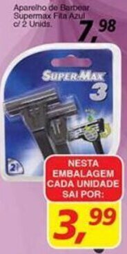 Supermercados Guanabara Aparelho de Barbear Supermax Fita Azul c/2 unid. oferta