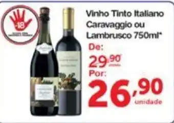 Roldão Vinho tinto Italiano Caravaggio ou Lambrusco 750ml oferta