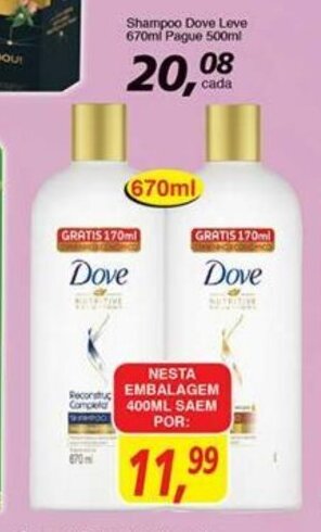 Supermercados Guanabara Shampoo Dove Leve 670ml Pague 400ml oferta