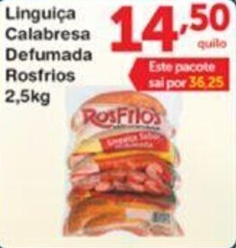 Roldão Linguica Calabresa Defumada Rosfrios 2.5kg oferta