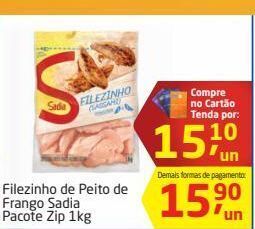 Tenda Atacado Filezinho de peito de frango sadia pacote zip 1kg oferta