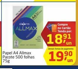 Tenda Atacado Papel a4 allmax pacote 500 folhas 75g oferta