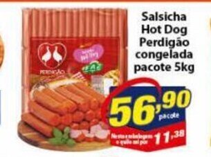 Vencedor Atacadista Salsicha Hot Dog Perdigao Congelada 5kg oferta