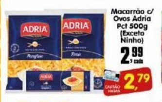 Higa's Supermercado Macarrao c/ Ovos Adria pct 500g oferta