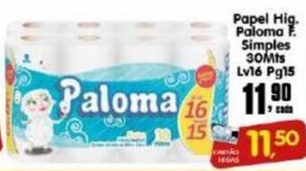 Higa's Supermercado Papel Hig. Paloma F. Simples 30mts Lv 16 Pg 15 oferta