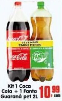 Higa's Supermercado Kit 1 Coca Cola + 1 Fanta Guarana Pet 2L oferta