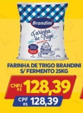Atacadão Centro Sul Farinha de Trigo Brandini s/ Fermento 25kg oferta
