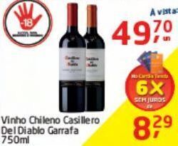 Vinho chileno casillero del diablo garrafa 750ml