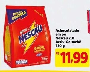 Mercado Extra Achocolatado em po Nescau 2.0 Activ-Go sache 730g oferta