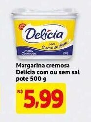 Mercado Extra Margarina cremosa Delicia com ou sem sal pote 500g oferta