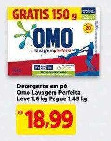 Mercado Extra Detergente em Po Omo Lavagem Perfeita Leve 1.6kg pague 1.45kg oferta