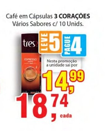 Supermercados Mundial Cafe em Capsulas 3 Coracoes oferta