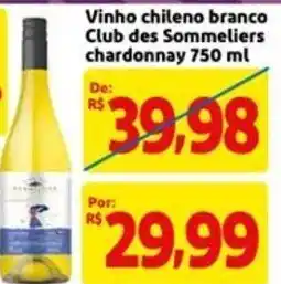 Mercado Extra Vinho Chileno Branco Club des Sommeliers Chardonnay 750ml oferta