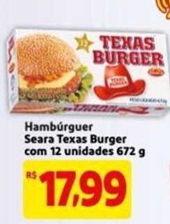 Mercado Extra Hamburguer Seara Texas Burger com 12 unidades 672g oferta