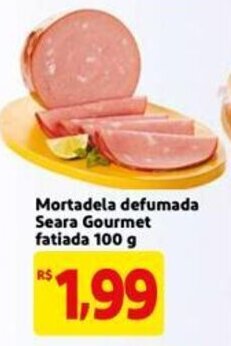 Mercado Extra Mortadela Defumada Seara Gourmet fatiada 100g oferta