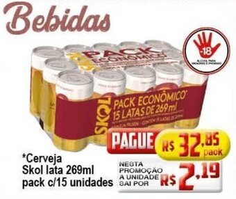 Ricoy Supermercados Cerveja Skol Lata 269ml pack c/15 unidades oferta
